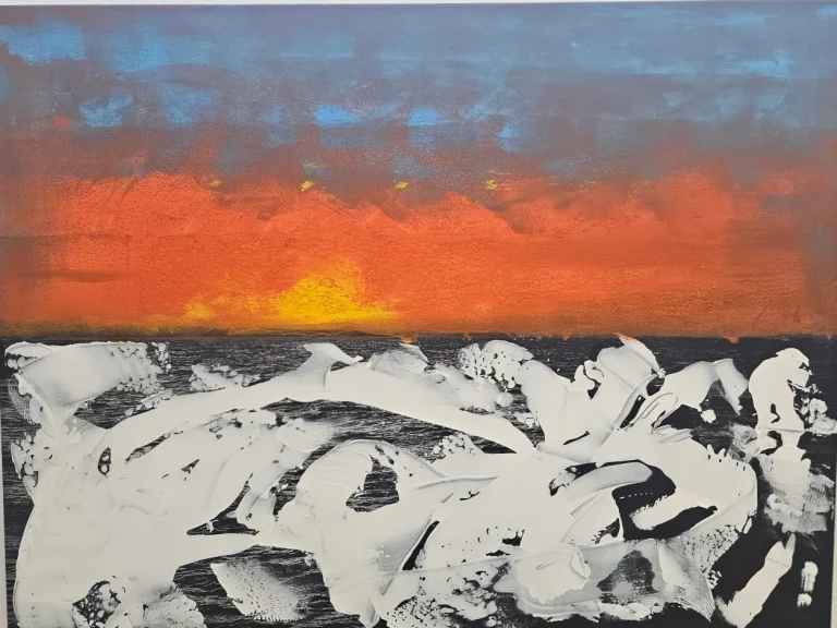 Abstraktes Acrylgemälde von Günter Huber, Zone7Art, 75x100cm, bunte Farbmischung, Kößlarn